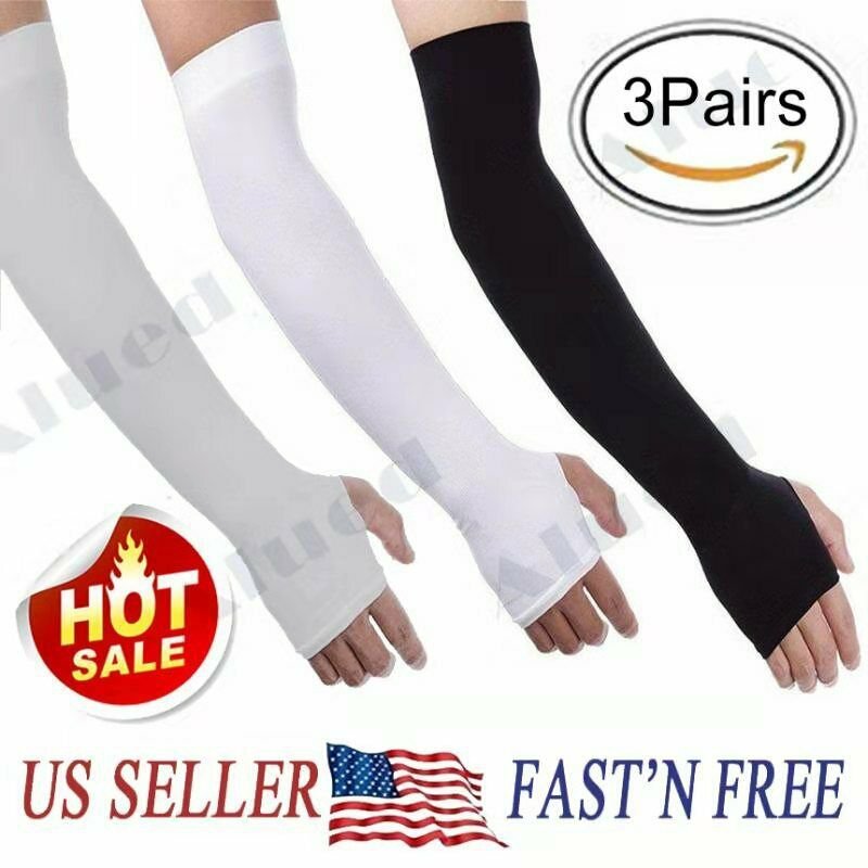 3 Pair Unisex Outdoor Sports Cooling Arm Sleeves Cover UV Sun Protection 3color