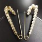 Korean pearls stones gold plated pins brooch clothing accessories 7.5cm x 2cm (5pcs pack)