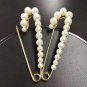 Korean pearls stones gold plated pins brooch clothing accessories 7.5cm x 2cm (5pcs pack)