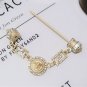 Unique Korean banquet pins rhinestones rod crystals scepter gold brooches