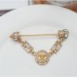 Unique Korean banquet pins rhinestones rod crystals scepter gold brooches