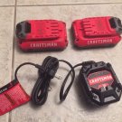 2 x Craftsman 1.5 AH V20 Batteries CMCB2011 and Charger Wholesale Lot