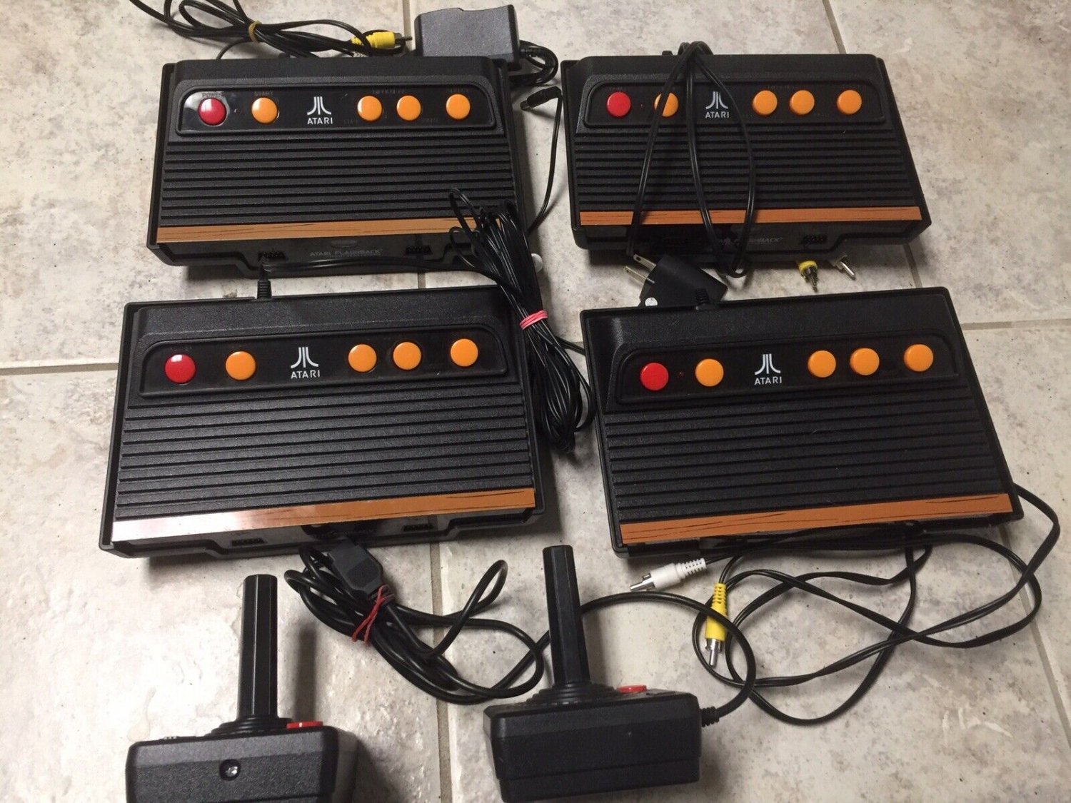 4 x ATARI Flashback Consoles Multiple BUILT IN GAMES Cords + 2 Controller Lot