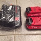 2 x Craftsman 1.3 AH V20 Batteries and Charger Wholesale Lot
