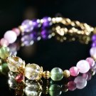 Crystal Bracelet - Kunzite, Green Apatite, Amethyst, Rubellite, Rutilated Quartz, Citrine