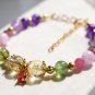 Crystal Bracelet - Kunzite, Green Apatite, Amethyst, Rubellite, Rutilated Quartz, Citrine