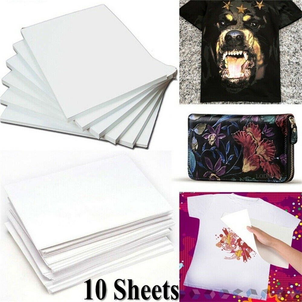 10Pcs Fashion DIY A4 Light Fabric Heat Transfer Paper Iron-On T-Shirt Painting-