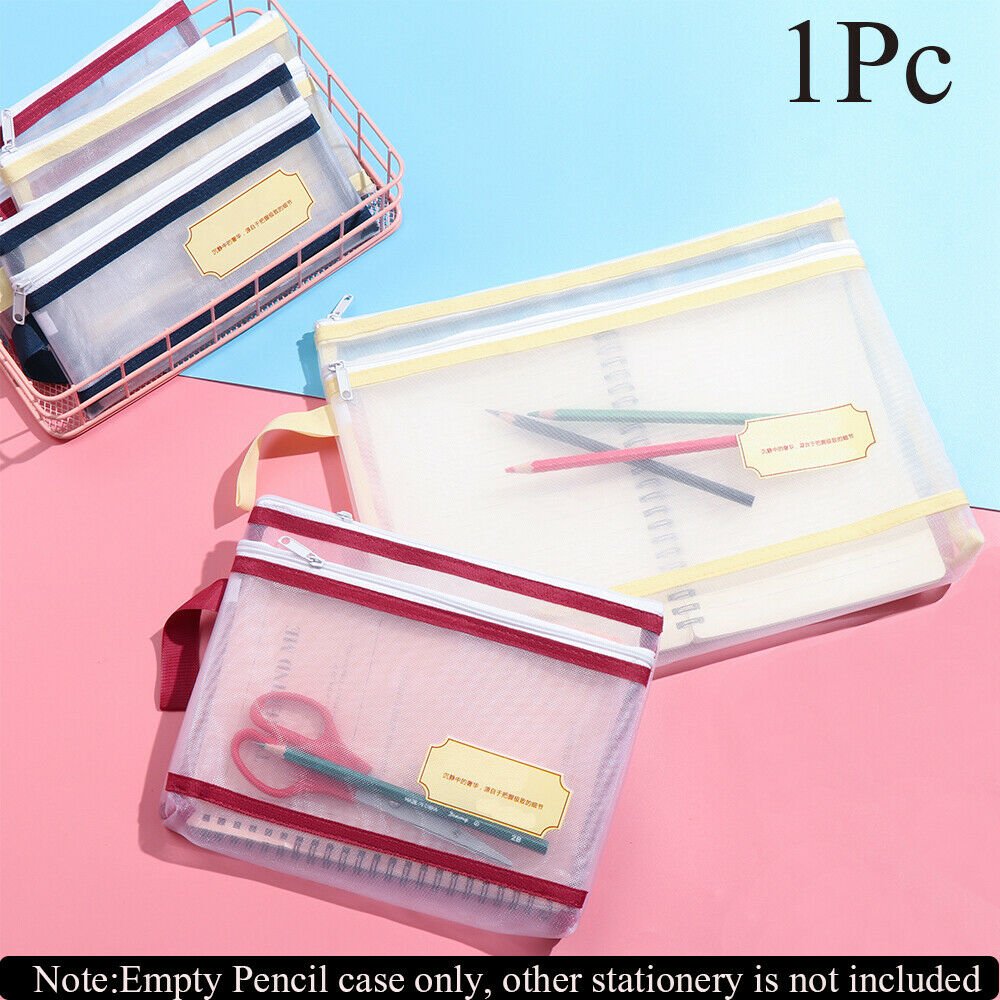 Cosmetic Storage File Folder Zipper Pencil Case Document Bag Double Pocket