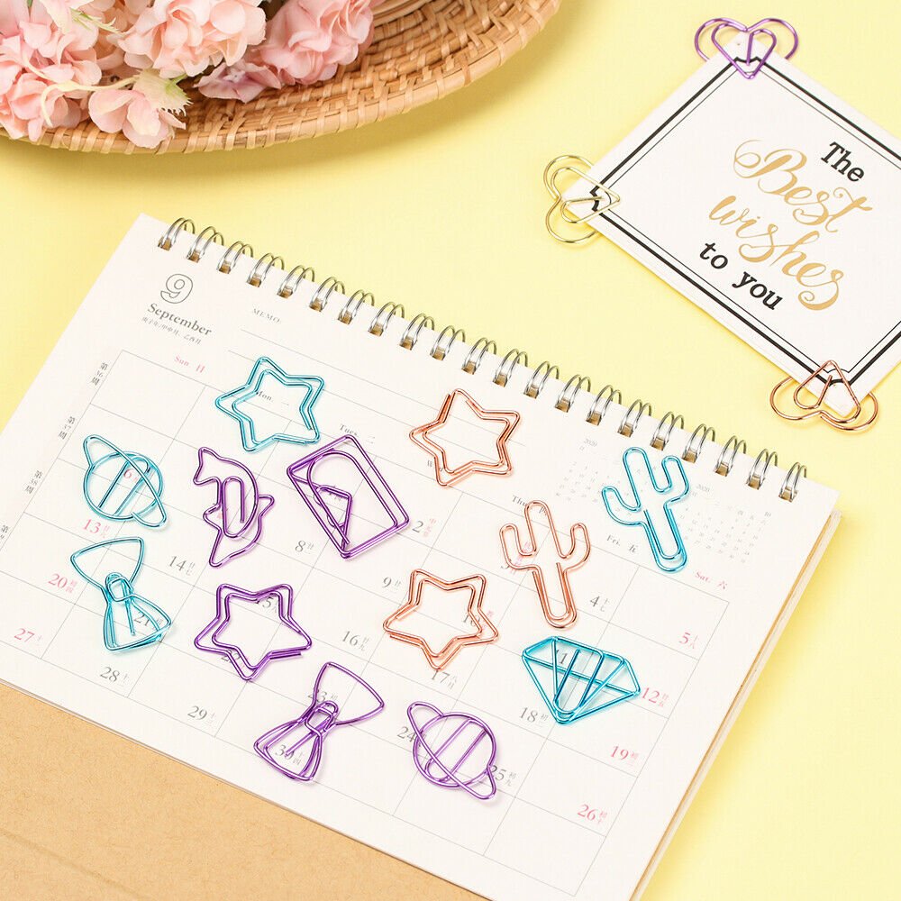Stationery Cartoon Shaped Metal Memo Paper Clips Bookmark Binder Clip Colored