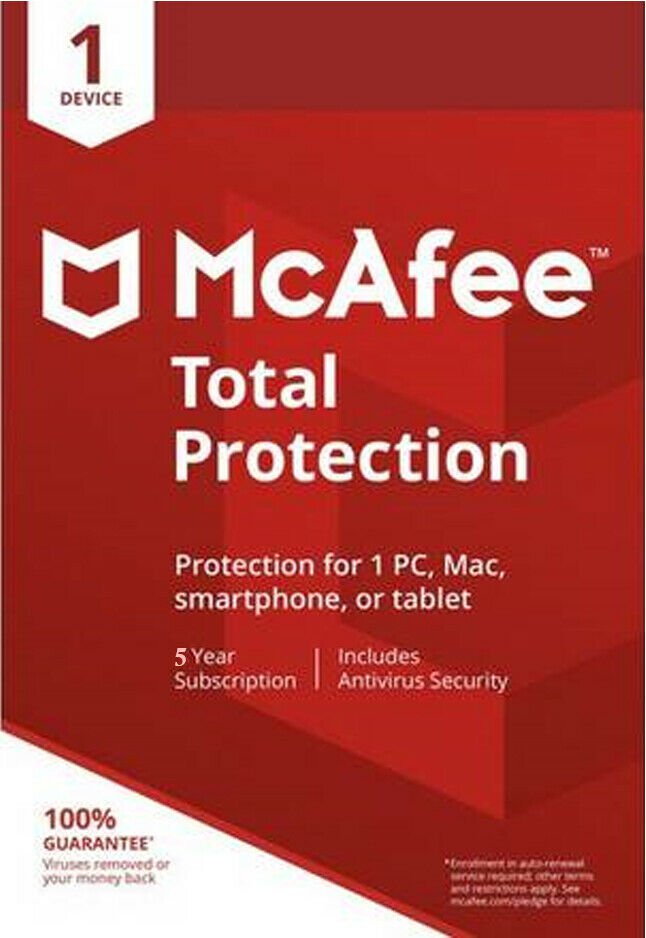 mcafee total protection 1 year 5 user