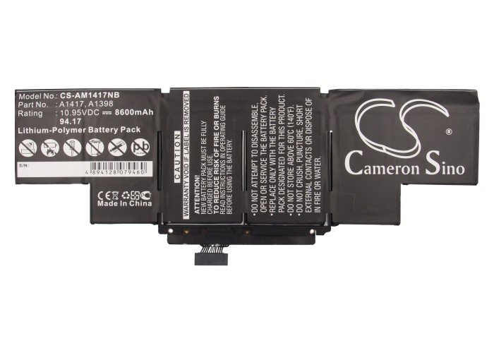 BATTERY APPLE A1398, A1417 FOR MC975LL/A, MC976LL/A, MD831LL/A, ME664LL/A, ME665LL/A