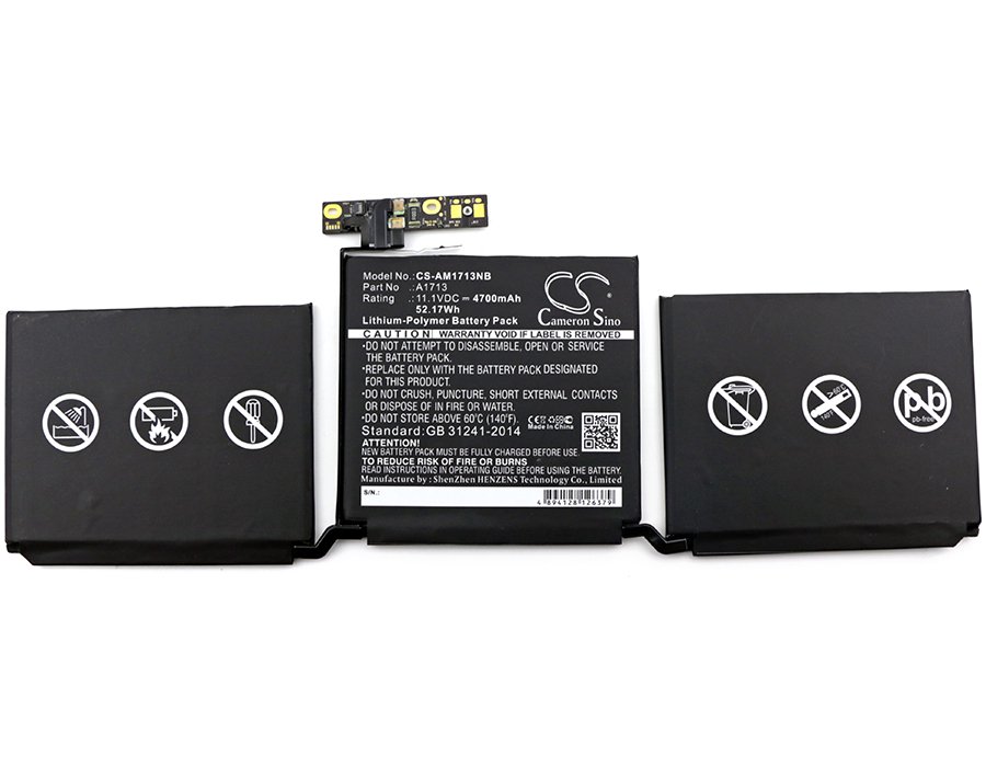 BATTERY APPLE 0-00946, A1713 FOR MacBook Pro 13 A1708(Late 2016)