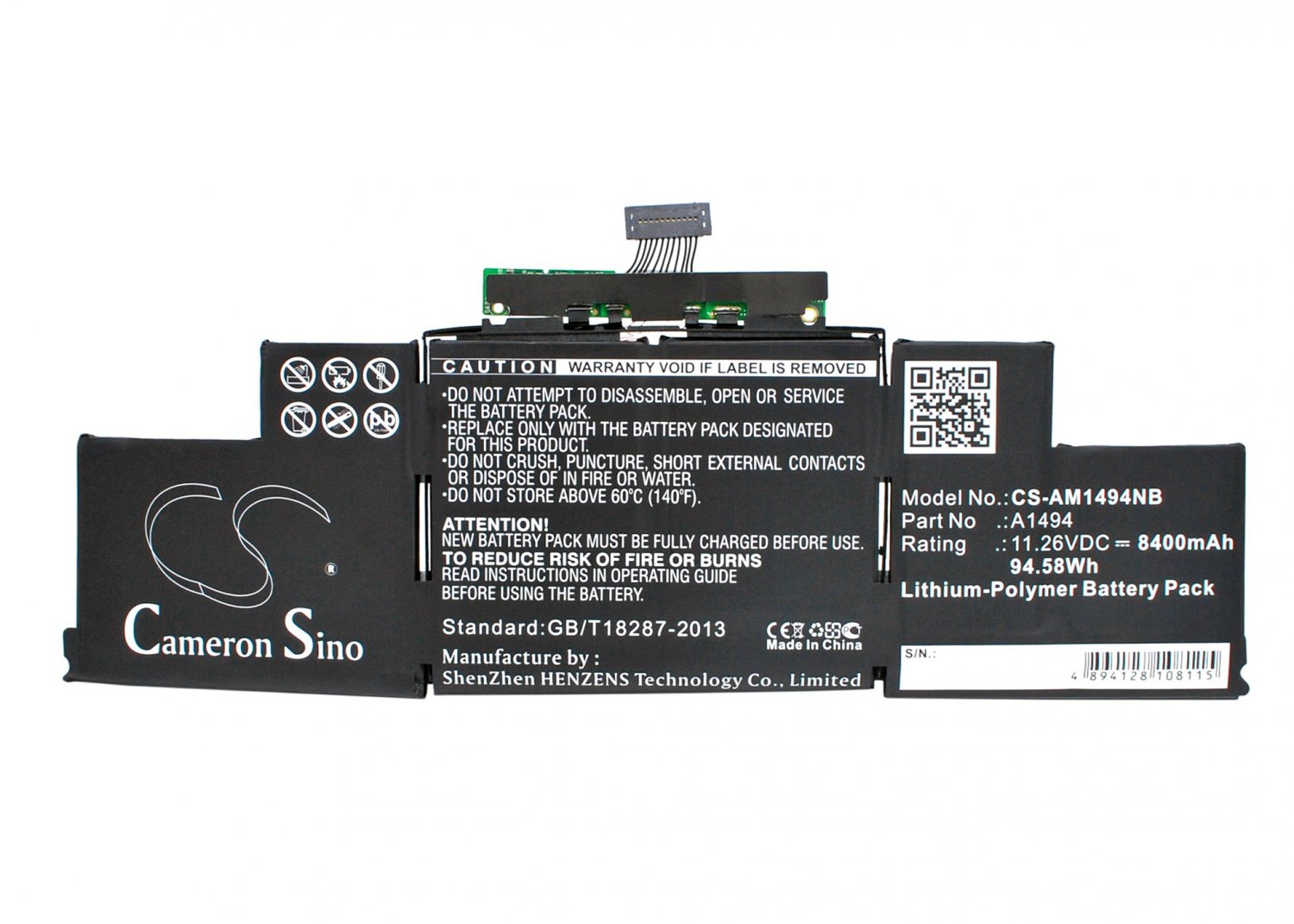 BATTERY APPLE A1494 FOR MacBook Pro Retina Display 15" A1398
