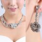 Flower Gemstone party earrings necklace Set