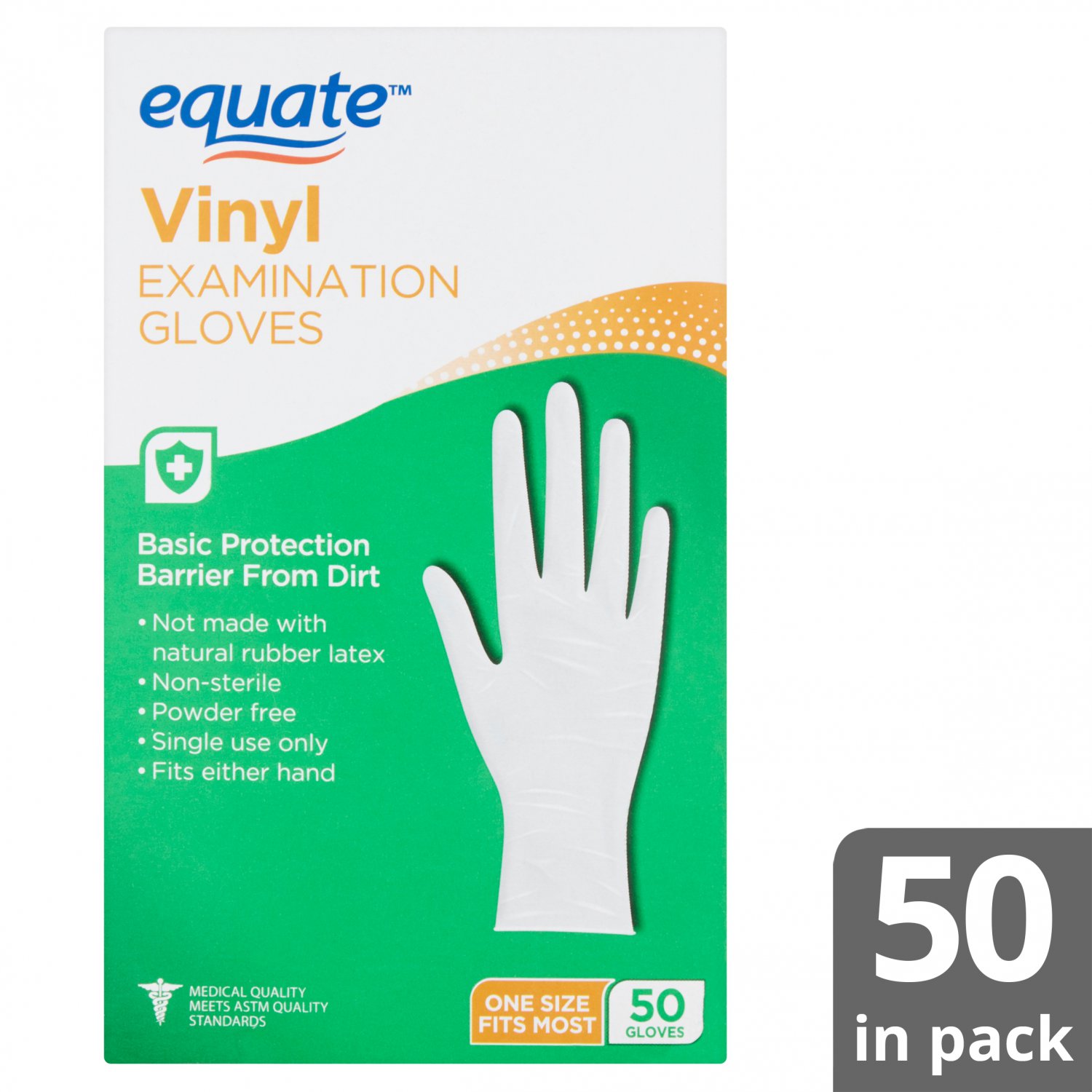 Equate Vinyl Power Free Examination Universal Size Gloves