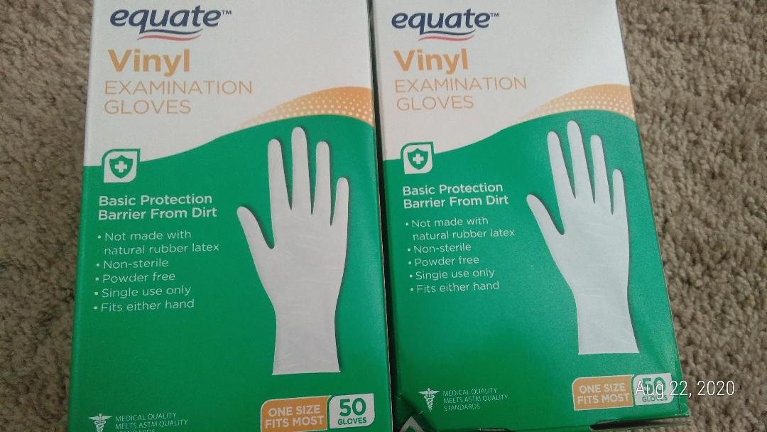 Equate Vinyl Power Free Examination Universal Size Gloves