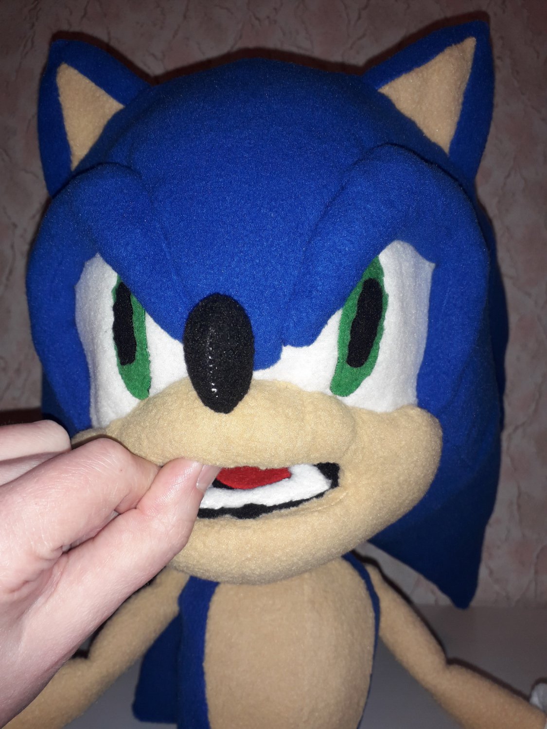 Sonic The Hedgehog Plush Hand Puppet Handmade With Arm Rods And Posable