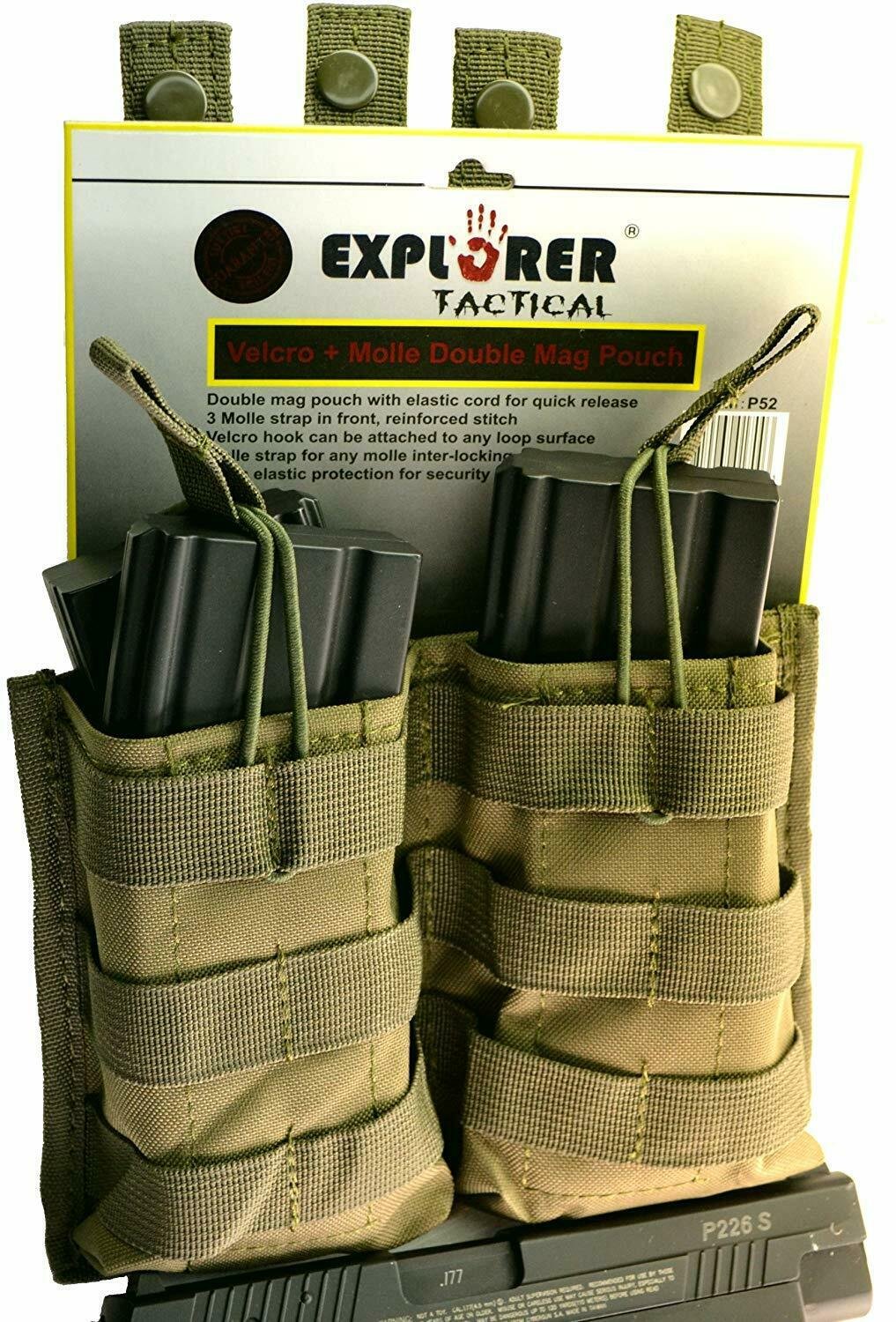 Explorer Tactical Double Magazine Holder Molle Pouch Pistol Gear 9mm M9 1911 45