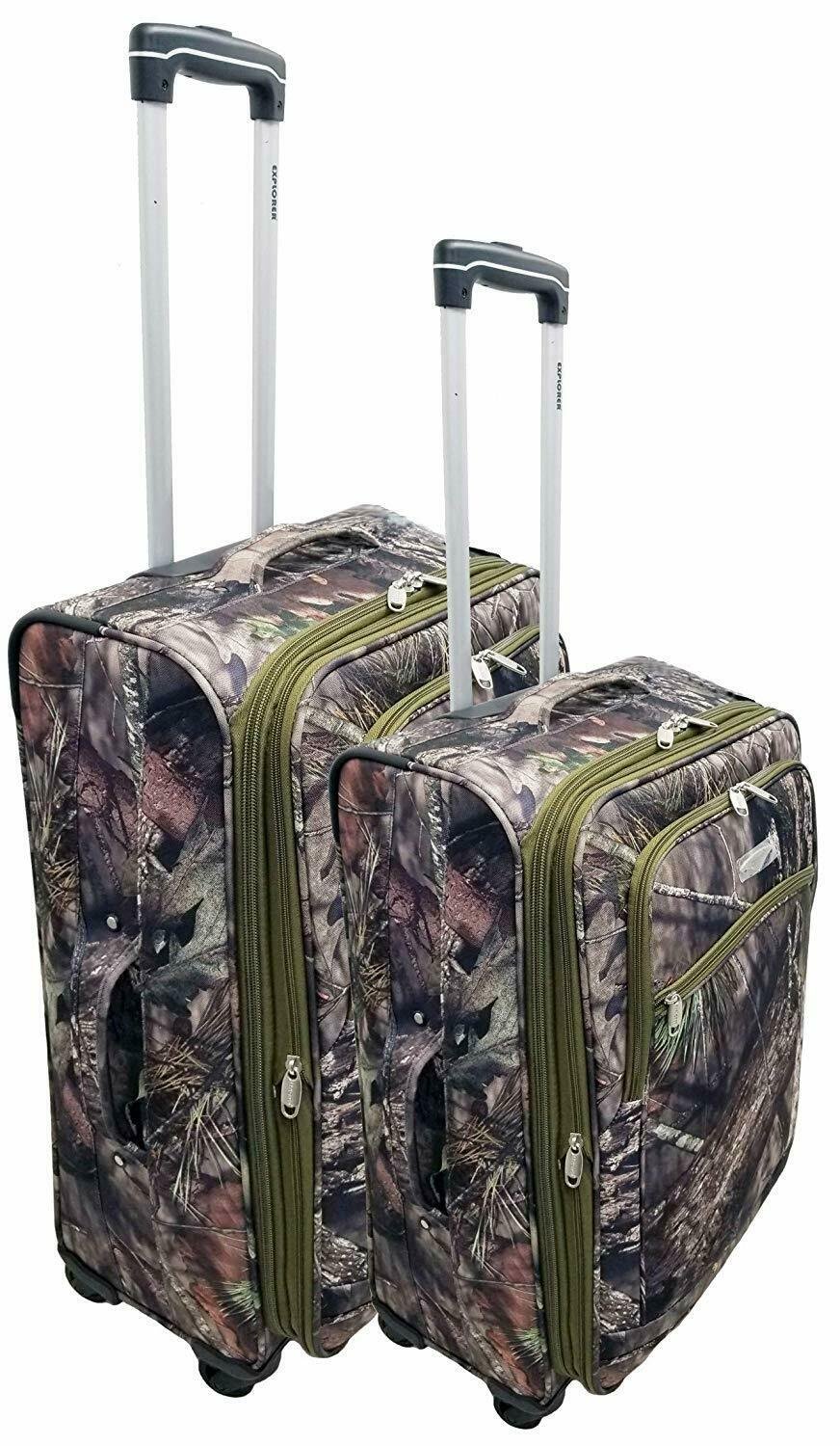 Mossy Oak 2 Piece Luggage Set Travel Hunting Outdoors Camping 360 Degree Wheels