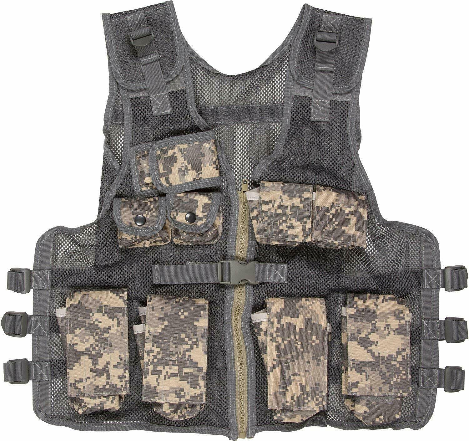 Explorer Kids Tactical Vest ACU Digital Camo Pockets Adjustable Combat Costume