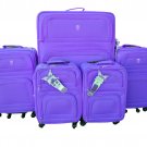 New 5 Pcs Nested Luggage Travel Set Purple Color Telescope Handle spinner wheels