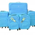 New 5 Pcs Nested Luggage Travel Set Blue Color Telescope Handle spinner wheels