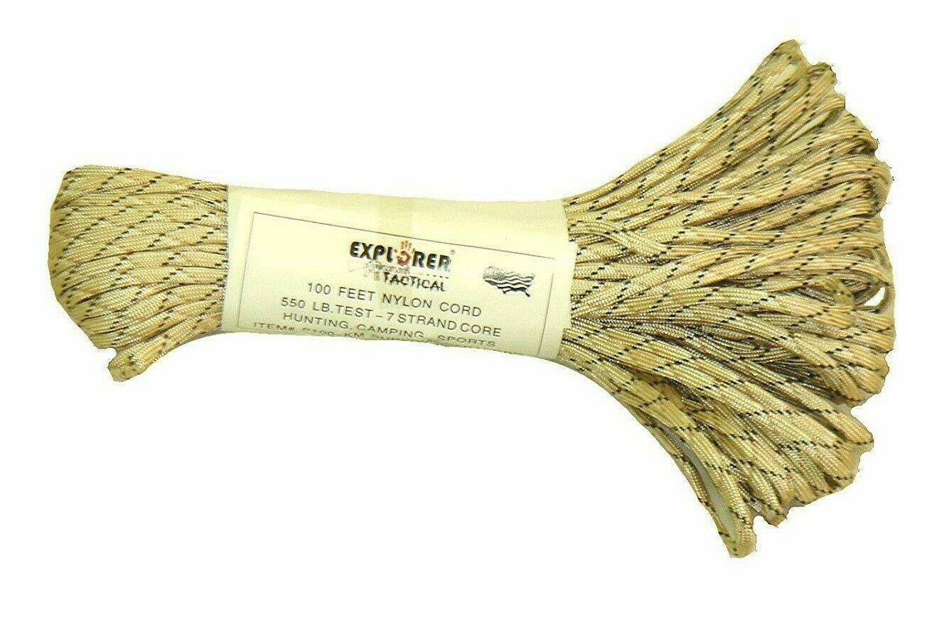 Explorer Paracord 7 Strands Survival 100ft Tool Hiking Emergency Climbing Rope