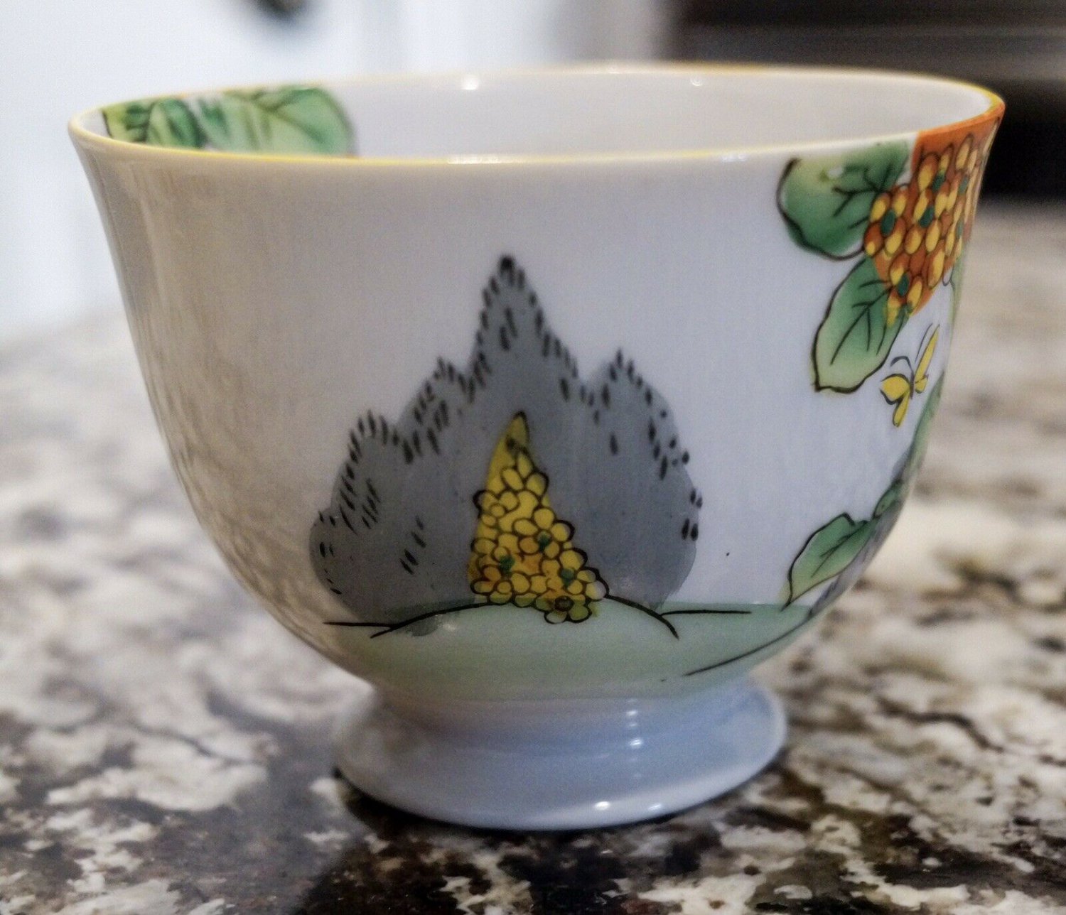 Vintage Hand Painted Japanese Tea Cup with Butterfly Handle
