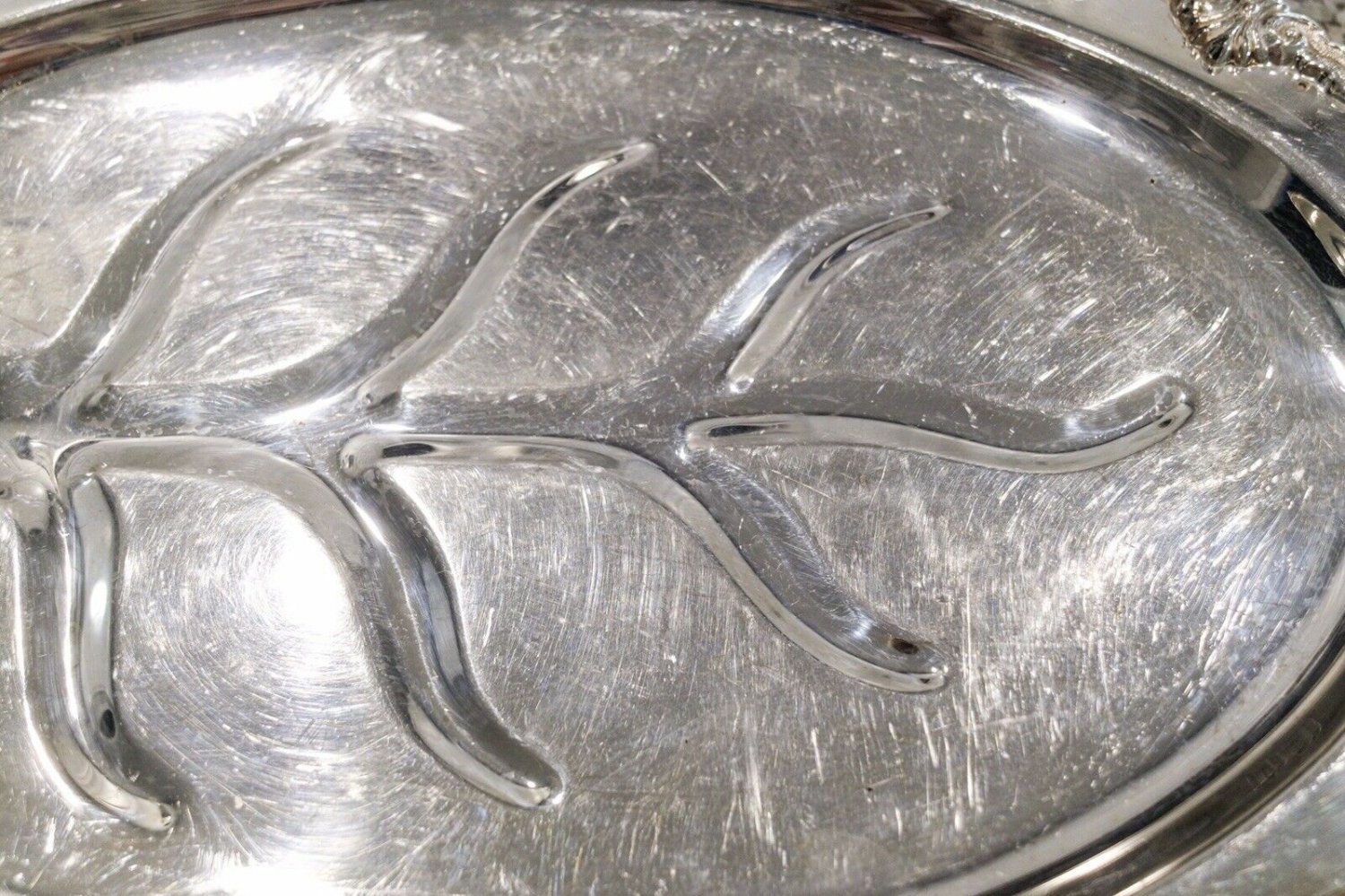 Sheridan Silver Company 19”x 13” Silver Plate on Copper Footed Meat Serving Tray