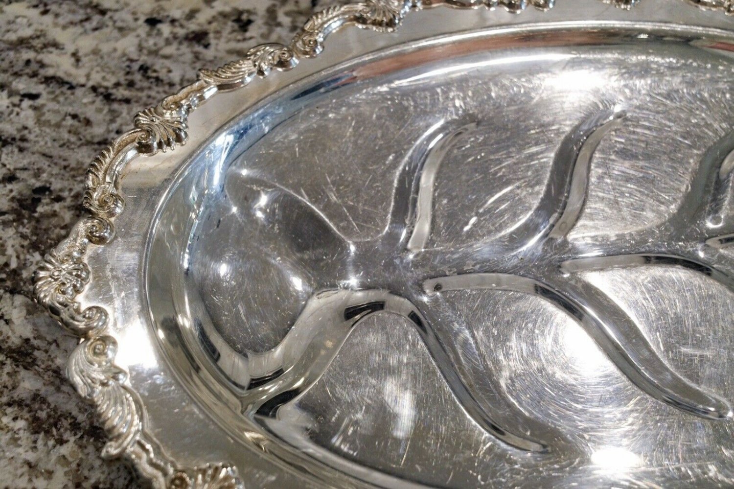 Sheridan Silver Company 19”x 13” Silver Plate on Copper Footed Meat