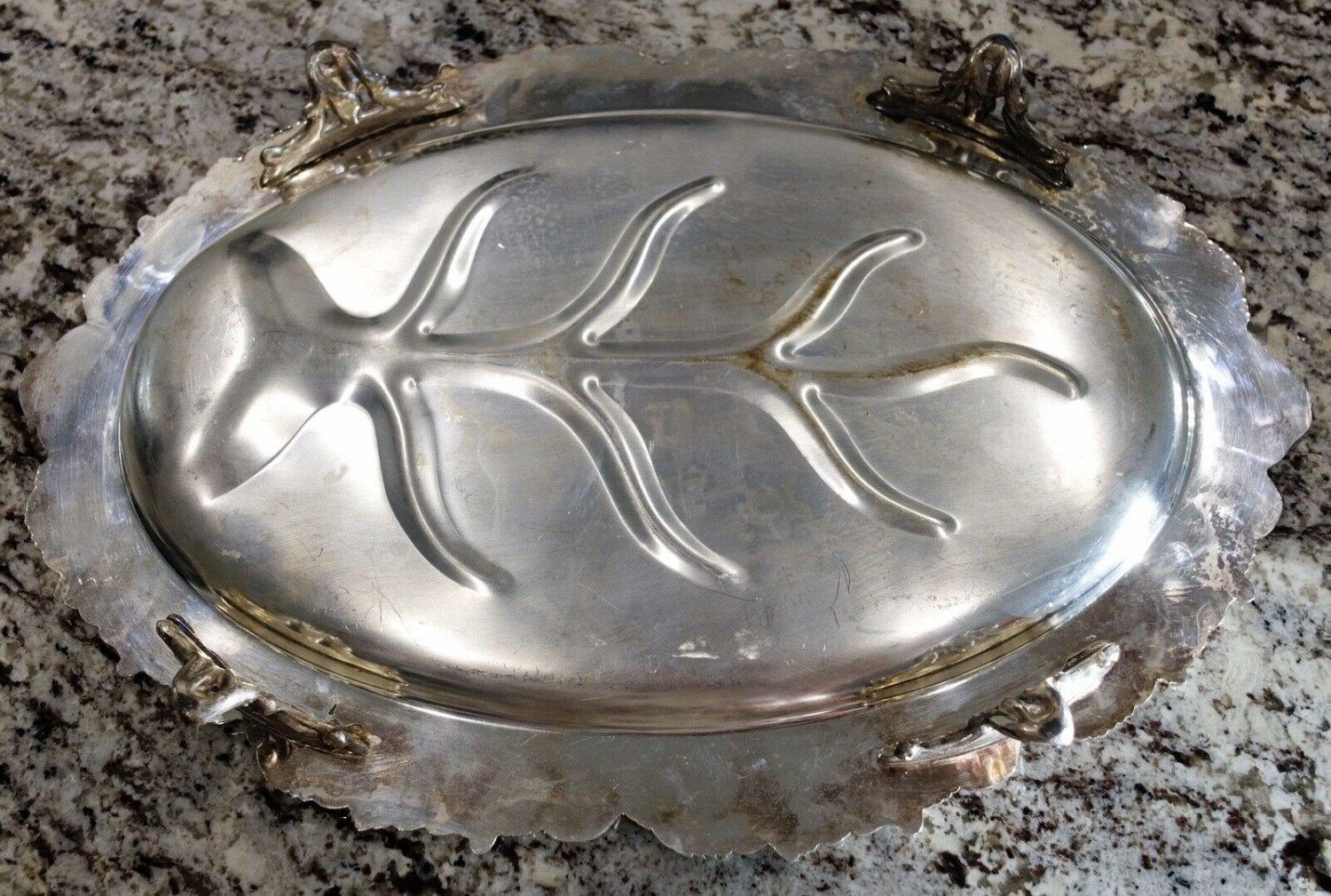 Sheridan Silver Company 19”x 13” Silver Plate on Copper Footed Meat