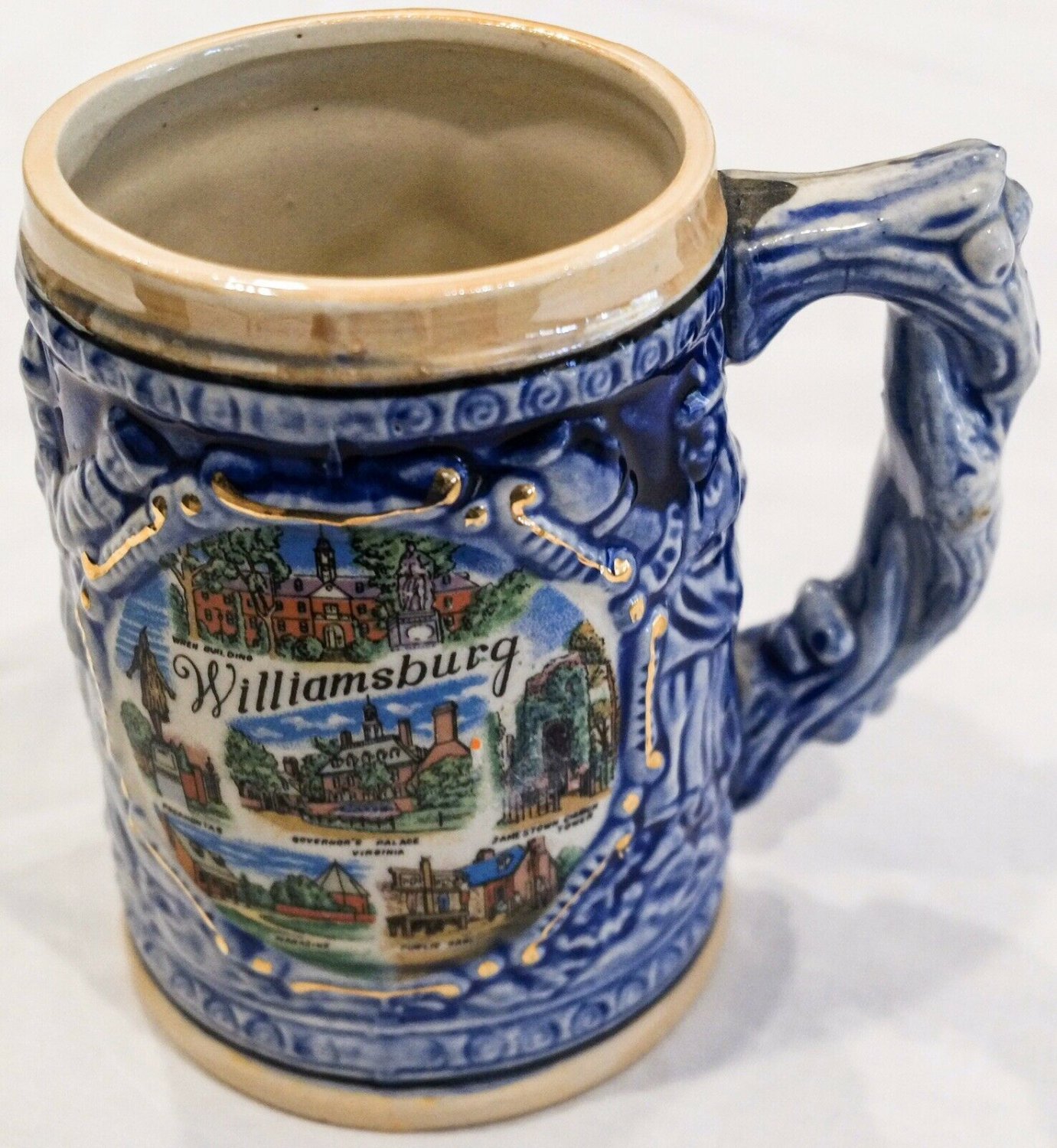 Vintage Colonial Williamsburg Blue Mug
