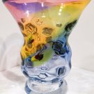 Adam Jablomski Signed 11” Colorful Rainbow Vase with Embedded Mesh