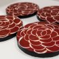 4 Red & White Floral Coasters