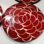 4 Red & White Floral Coasters