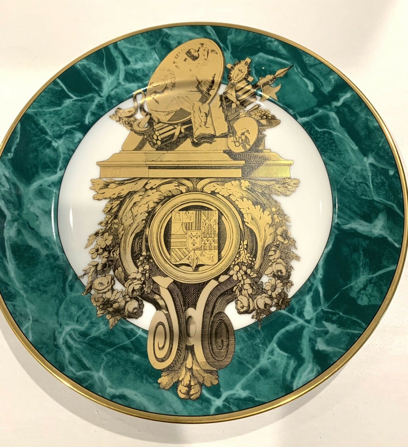 Fitz and Floyd Consoles IV Decorative Plate Green Marble Design