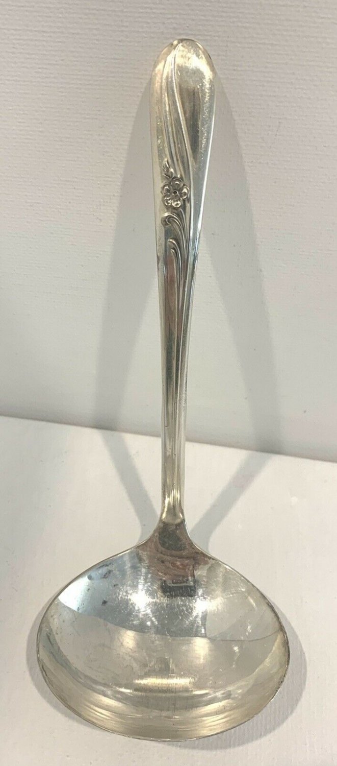 H&T MFG Co. Silverplate Flatware Meadow Flower Gravy Spoon