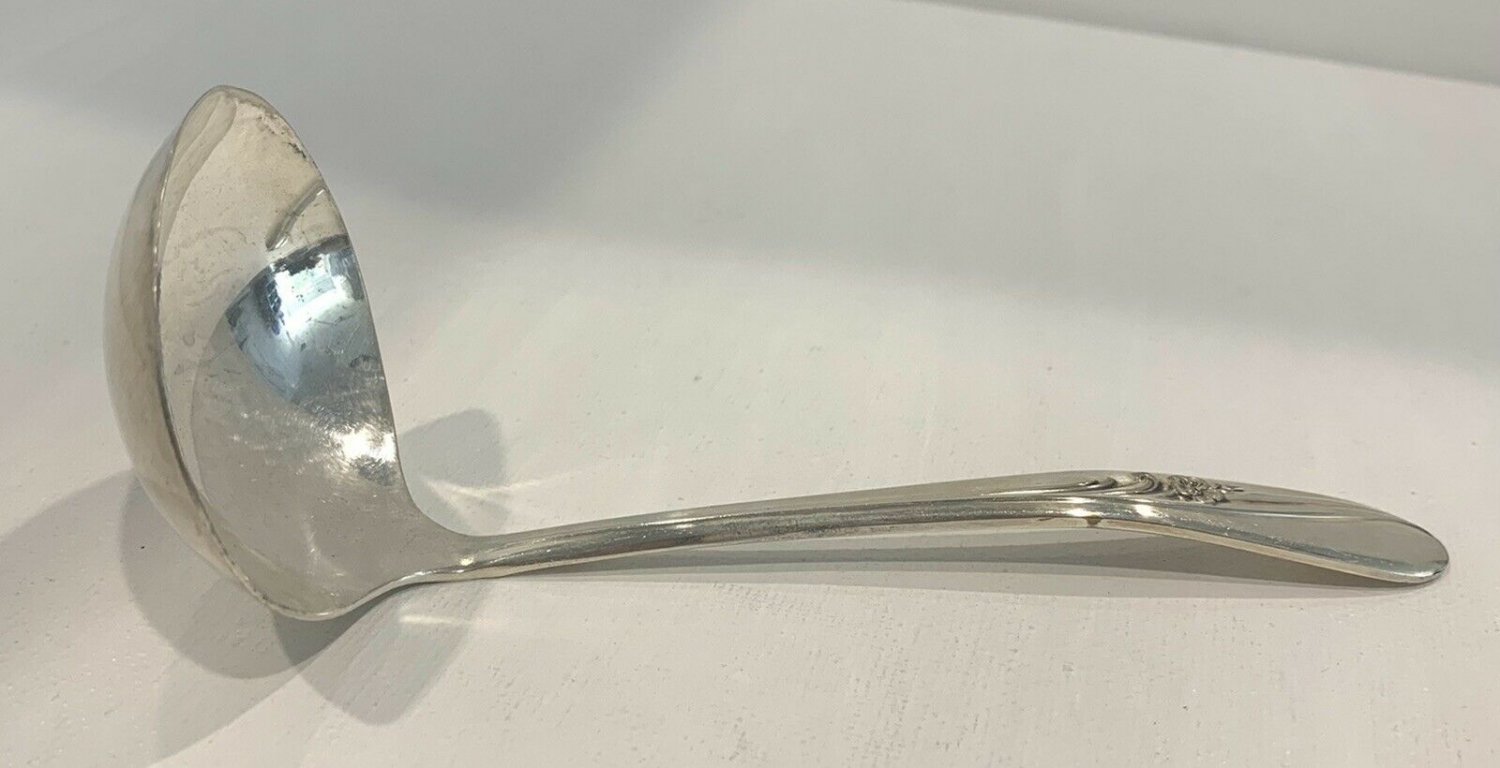 H&T MFG Co. Silverplate Flatware Meadow Flower Gravy Spoon