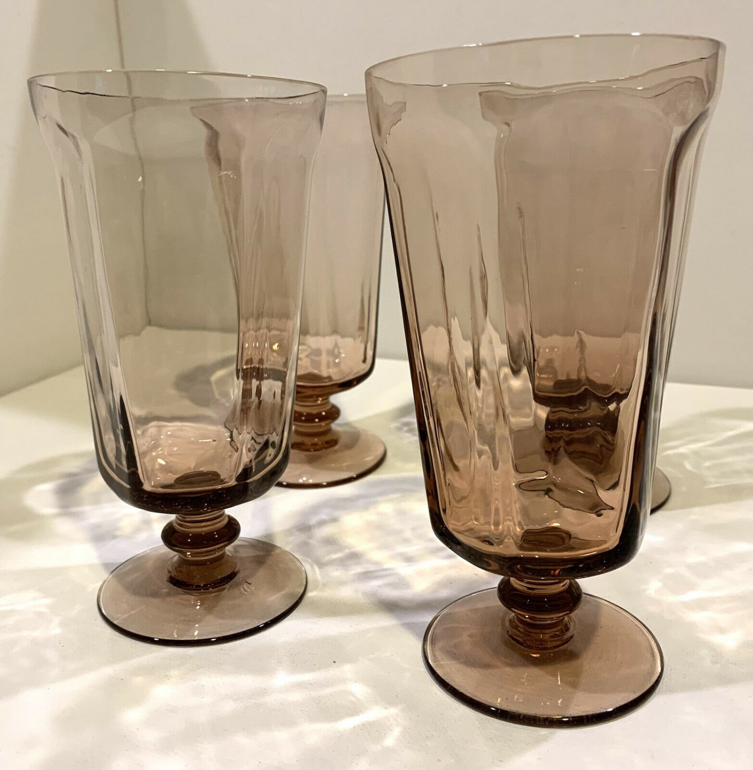 Set of 4 Lenox Crystal Antique Rust Colored Iced Tea Goblets