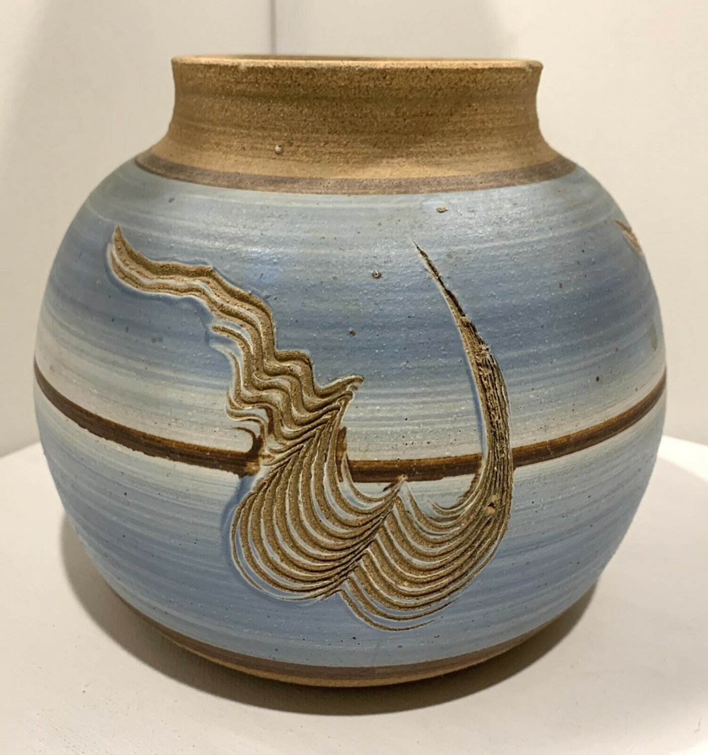 Rogers Southeastern Style Blue and Brown Ceramic Pot