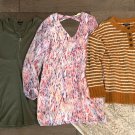 Women's Size XS Green and Multi-Colored Dresses and Orange and White Sweater Women's Size XS Green and Multi-Colored Dresses and Orange and White Sweater