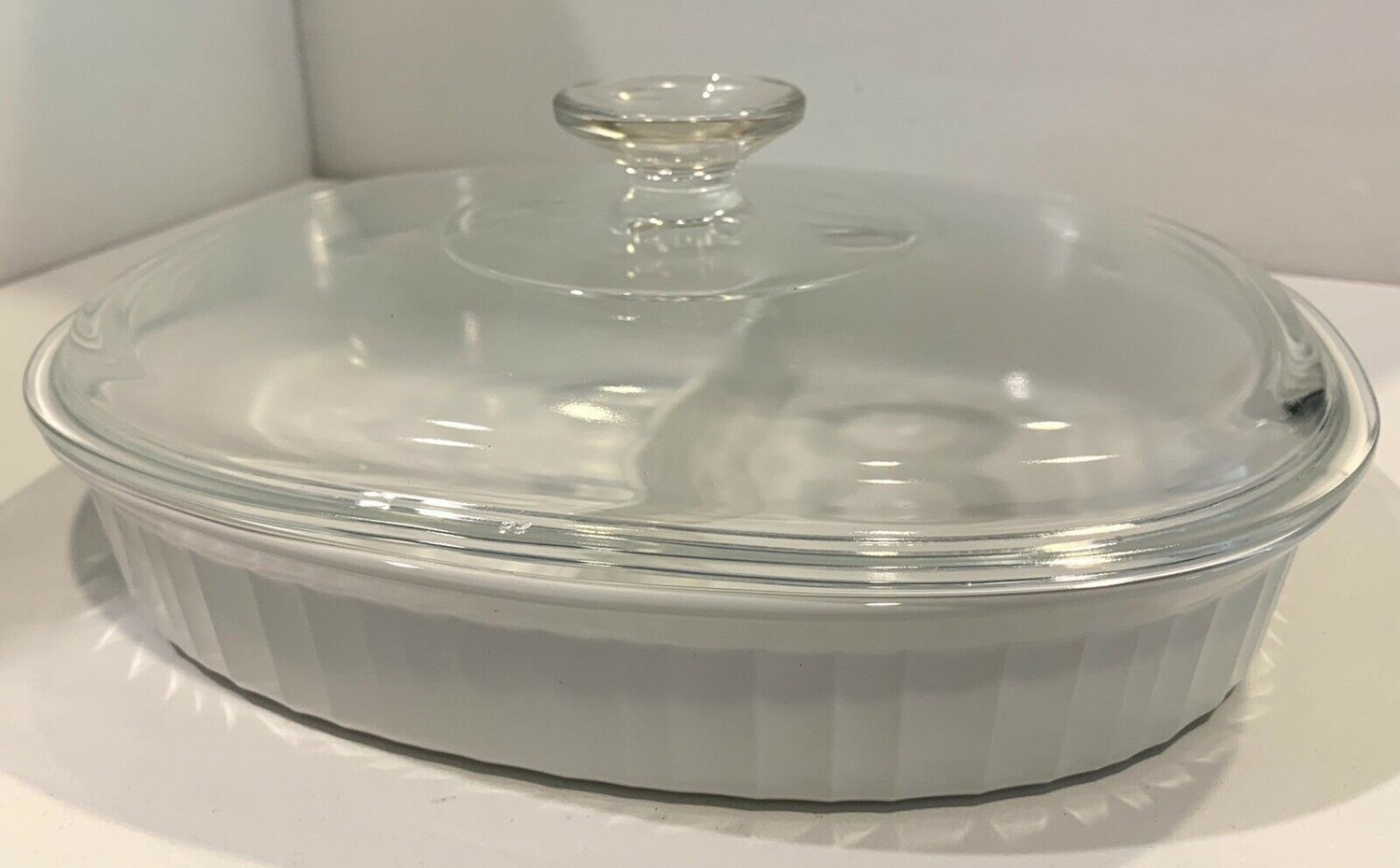 Corning Ware MC-6-B Oval Casserole Dish & Lid French White Pyroceram
