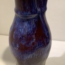 10 1/2” Asymmetrical Ceramic Blue and Maroon Vase / Pitcher Pottery