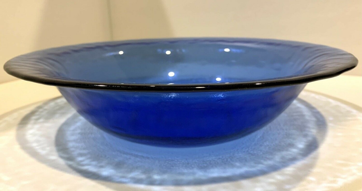 Cobalt Blue Dimple Edged Bowl 10 1/2"