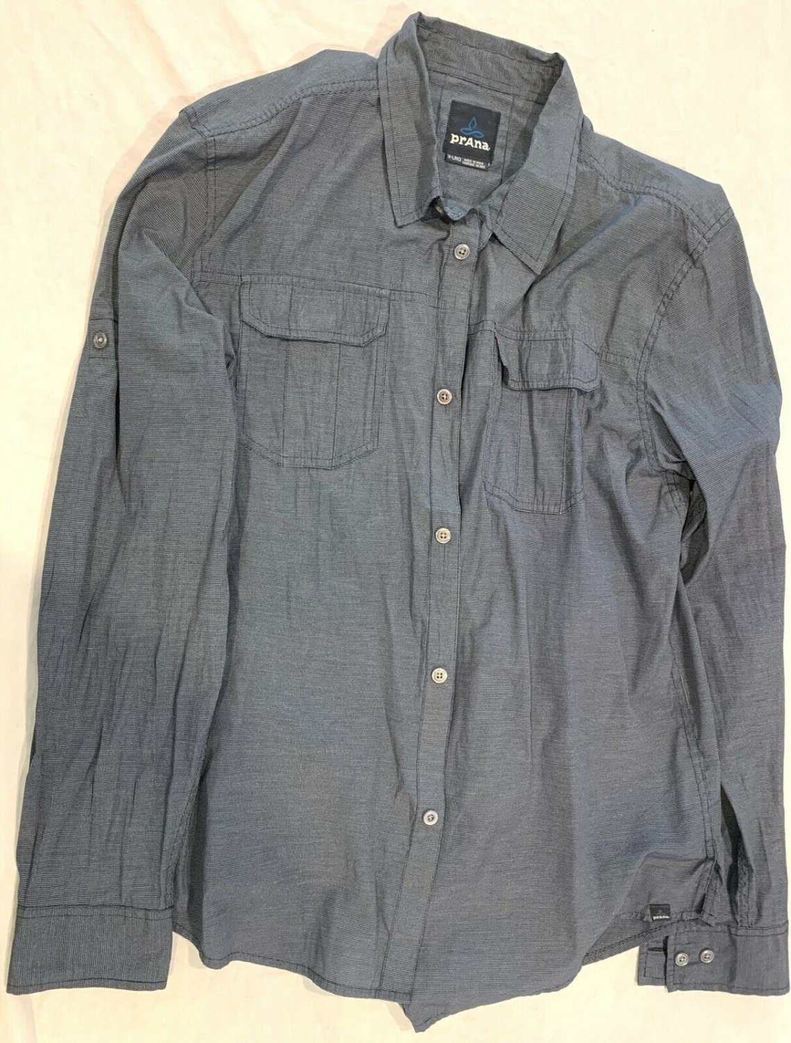 Prana Men&acirc;��s Long Sleeve Button Down Blue Fishing Shirt Size XL
