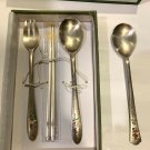 Vintage Korean AG 800 Silver Spoon and Chopstick Set and Extra Spoon