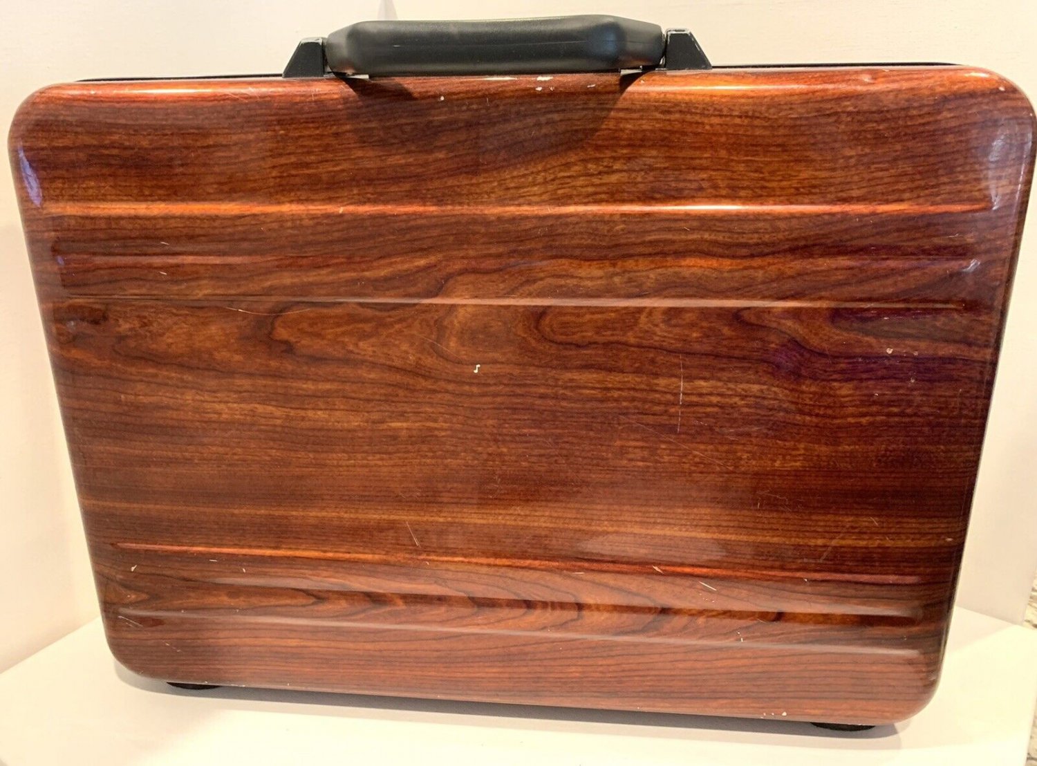 Zero Halliburton Slim Attache Briefcase Woodgrain Aluminum