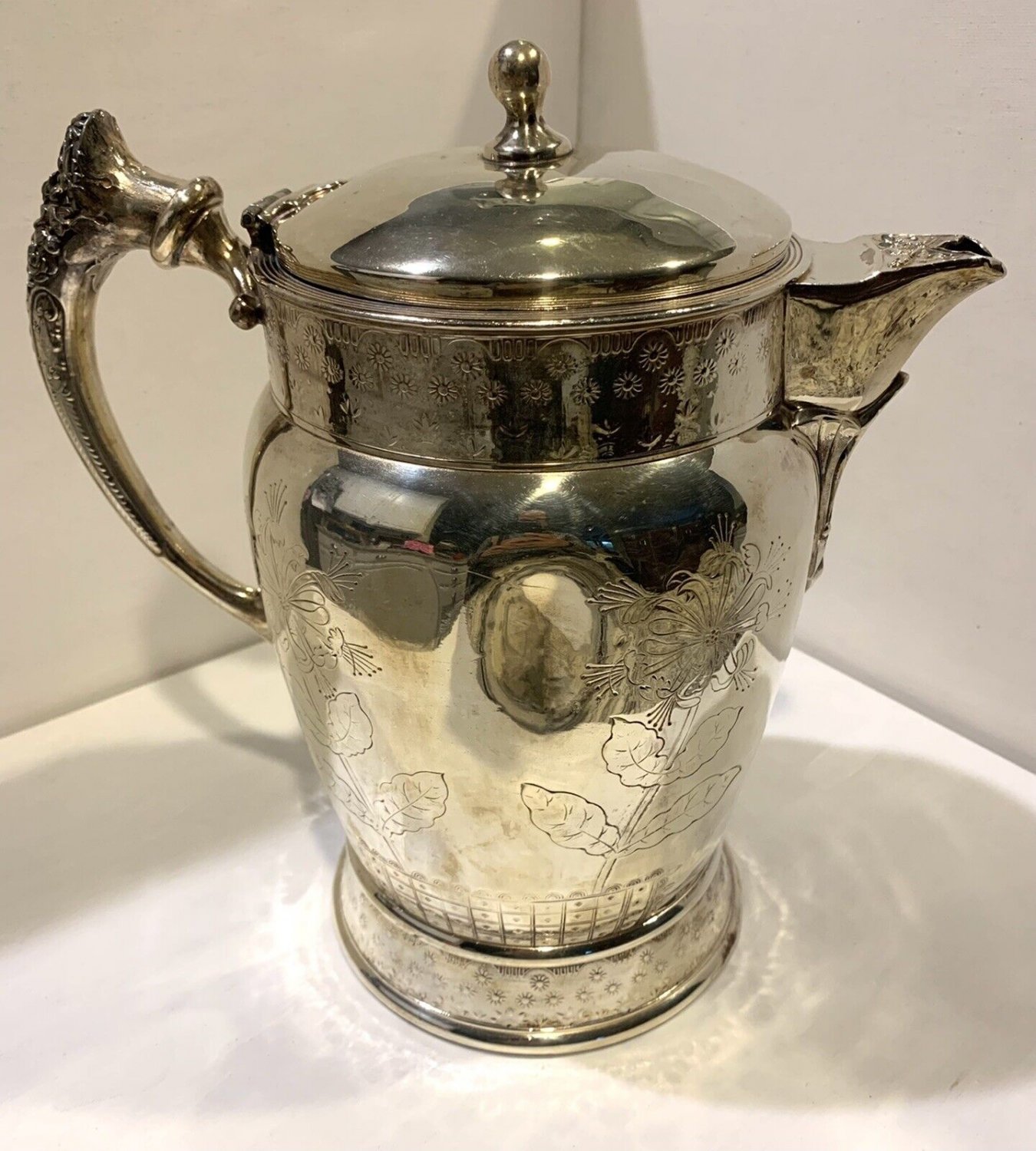 Marmod & Piccard Quadruple Silver Plate Insulated Porcelain Lined Water Pitcher