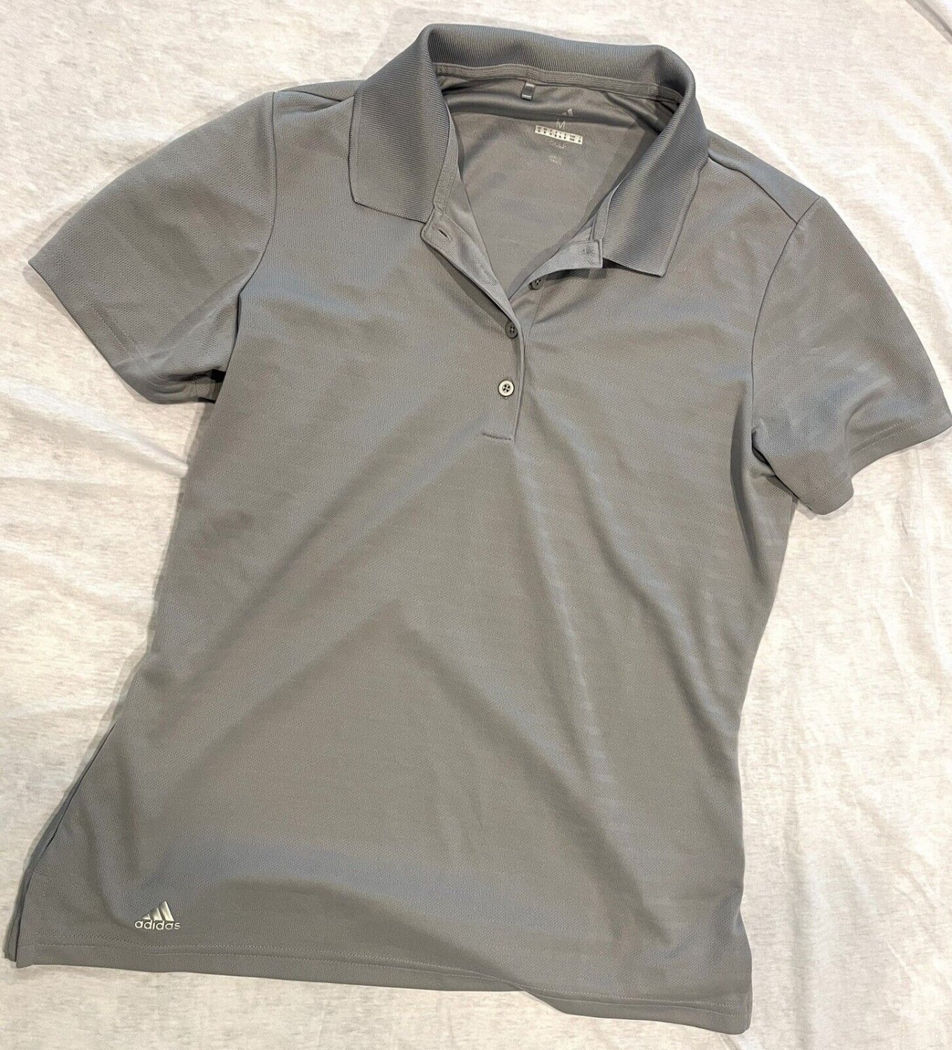 Adidas Polo Woman's Size Medium Gray Short Sleeve Collard Athletic Golf Shirt