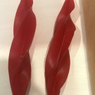Two Red Beeswax Feather Candles Made In Maine - New in Box